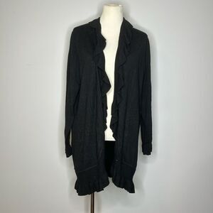 Only Mine- Black Cardigan with Ruffles